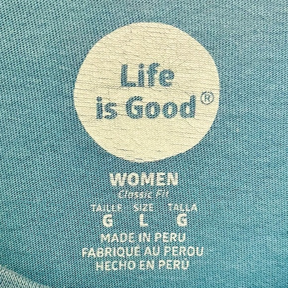 Life Is Good Women’s Go Places Summer Flip Flop Sandals Graphic Tee Size Large - Picture 4 of 7